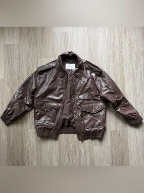 AMERICAN EAGLE Oversized Vegan Leather Bomber Jacket